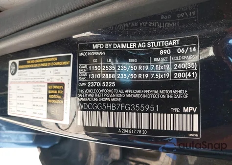 2015 Mercedes-Benz Glk 350 из США, поврежденный, VIN WDCGG5HB7FG355951